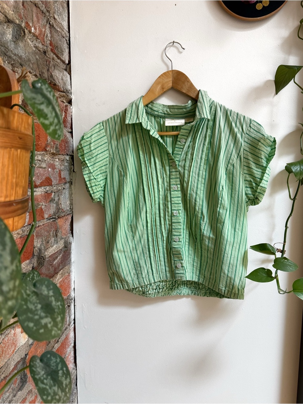 Anthropologie Maeve | Collared Shrunken Button Down Blouse | Small